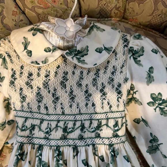 Vtg. Child's Sophie Dess Creations Paris Smocked Acorn Print Dress - Sz 2 Yrs - Picture 6 of 13